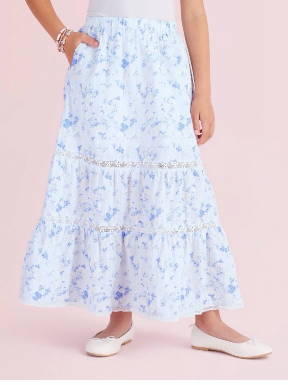 LoveShackFancy x Target Isla Everblooming Rosettes Tiered Maxi skirt